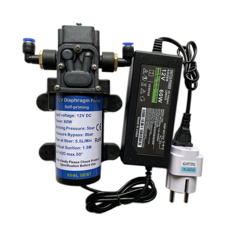 S384 DC 12V 5.5L/min Electric Water Pump Black Micro Diaphragm Pump Sprayer Car Wash 12 V for Garden Misting System