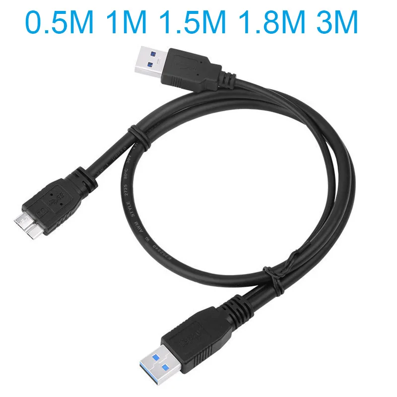 USB 3.0 Male To Type A Micro B Male Dual Power Y Splitter Cable Extension Wire For External Hard Drives