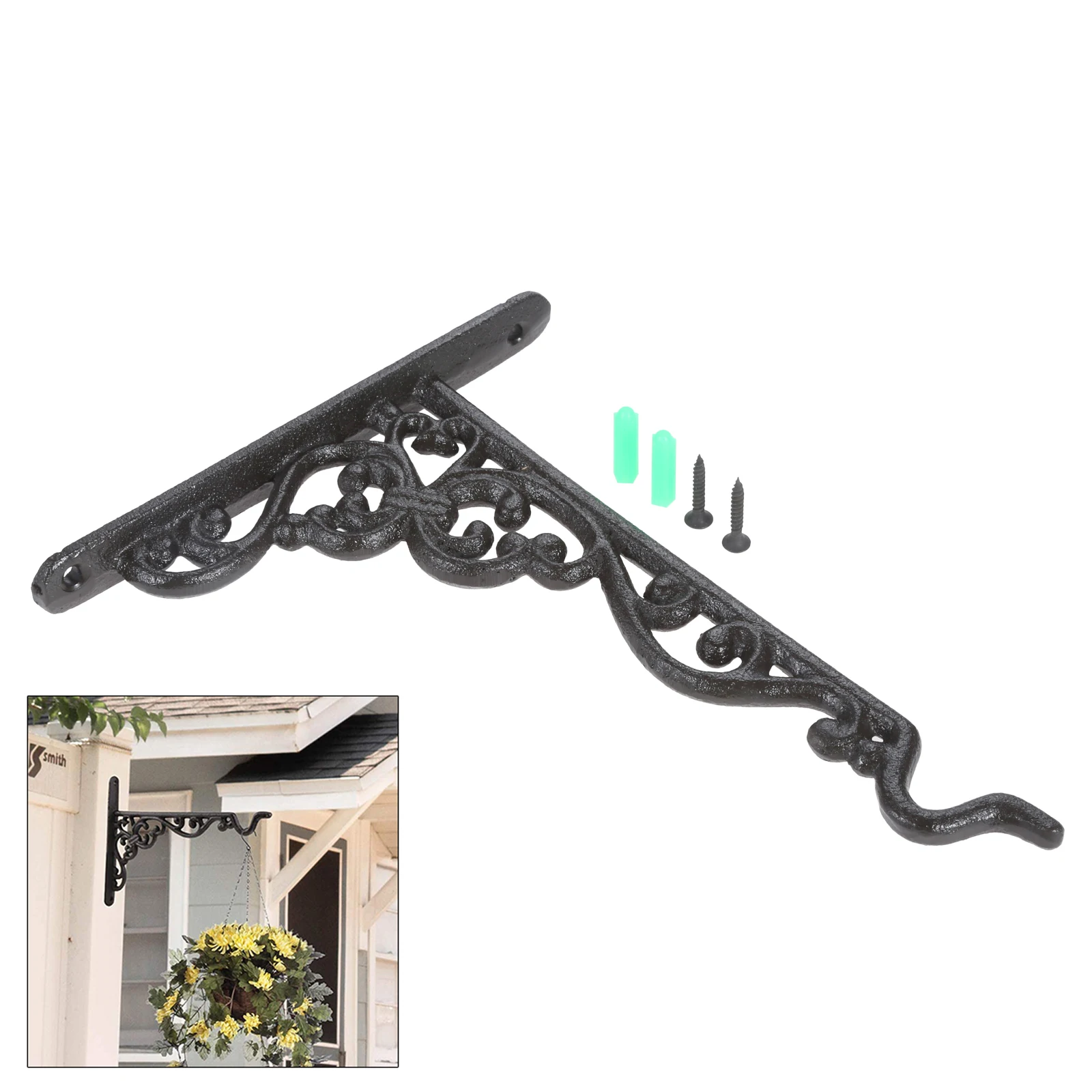 Cast Iron Hook Bracket Hanging Planters Basket Garden Flower Pots Hanger Wall Hook with screws Bird Feeder Planter Home Decor