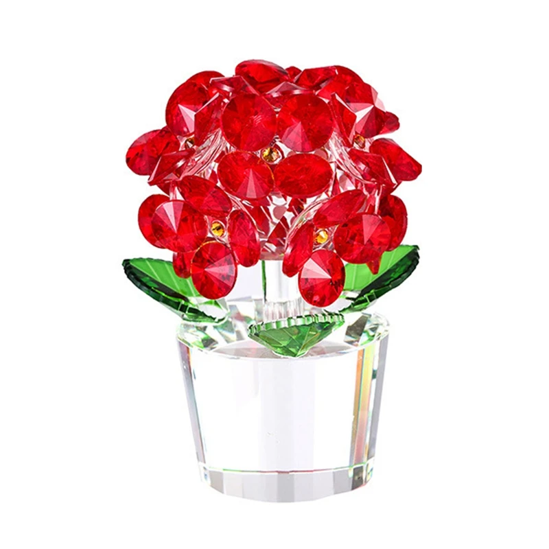 

Crystal Glass Flower Hydrangea Figurine Ornament Wedding Home Table Centerpieces Decor Souvenir Collectible Gifts