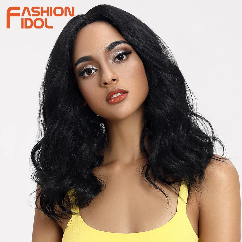 FASHION IDOL Loose Deep Lace Wig Synthetic Wigs For Black Women Deep Wave Wig 18 inch Heat Resistant Fiber Cosplay Wig Synthetic