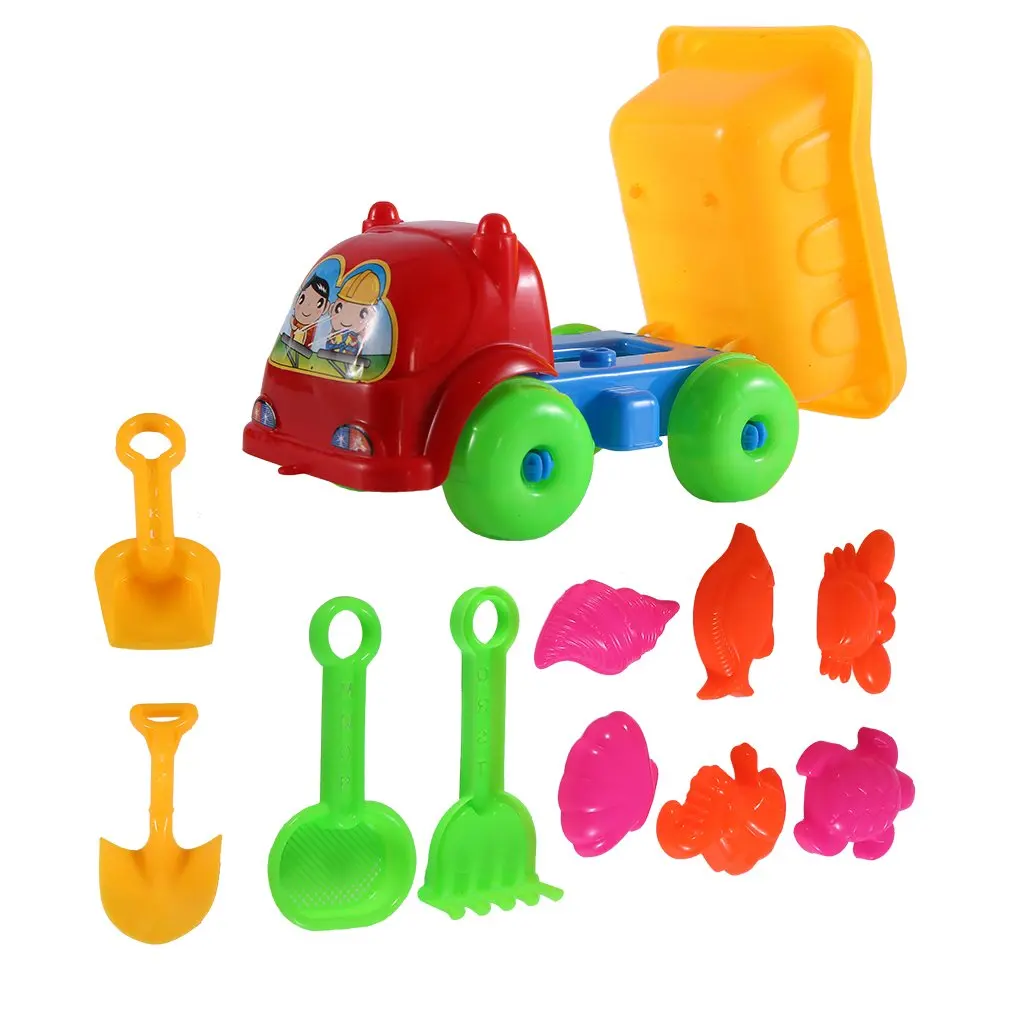 11Pcs/set Children Kids Beach Toys Set Summer Sand Play Sand Dredging Tools for Beach Play Sand Water Game Play Cart Toys