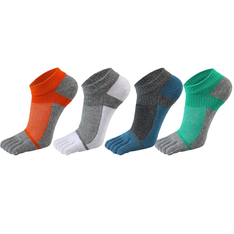 Spring Summer Five Finger Socks Invisible Men Boy Pure Cotton Mesh Breathable Colorful Compression No Show Ankle Socks With Toes