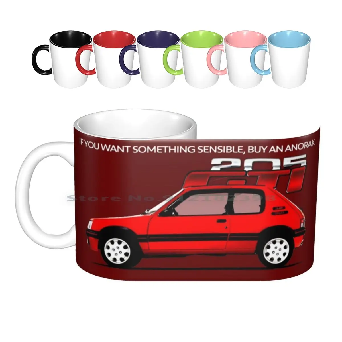 205 Gti-Advert Ceramic Mugs Coffee Cups Milk Tea Mug 205 Escort Xr3 Xr3i Hot Hatch Hatchback French Car Cars 1980s 1990s 80s