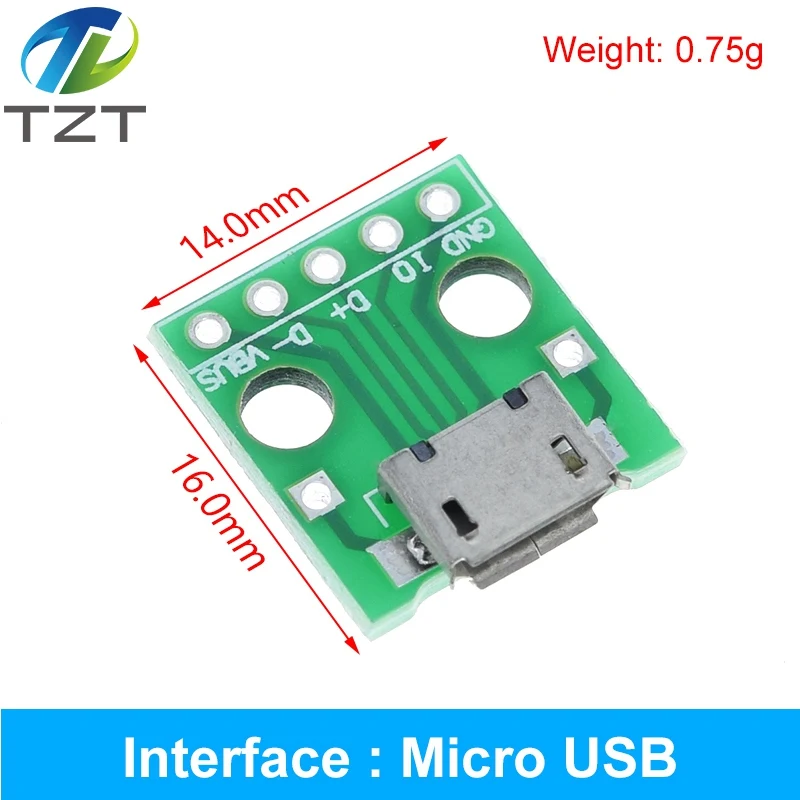TZT USB-Stecker / MINI MICRO USB auf DIP-Adapter, Buchse 2,54 Stecker B Typ-C USB2.0 3.0 Buchse Konverter – Detail 13