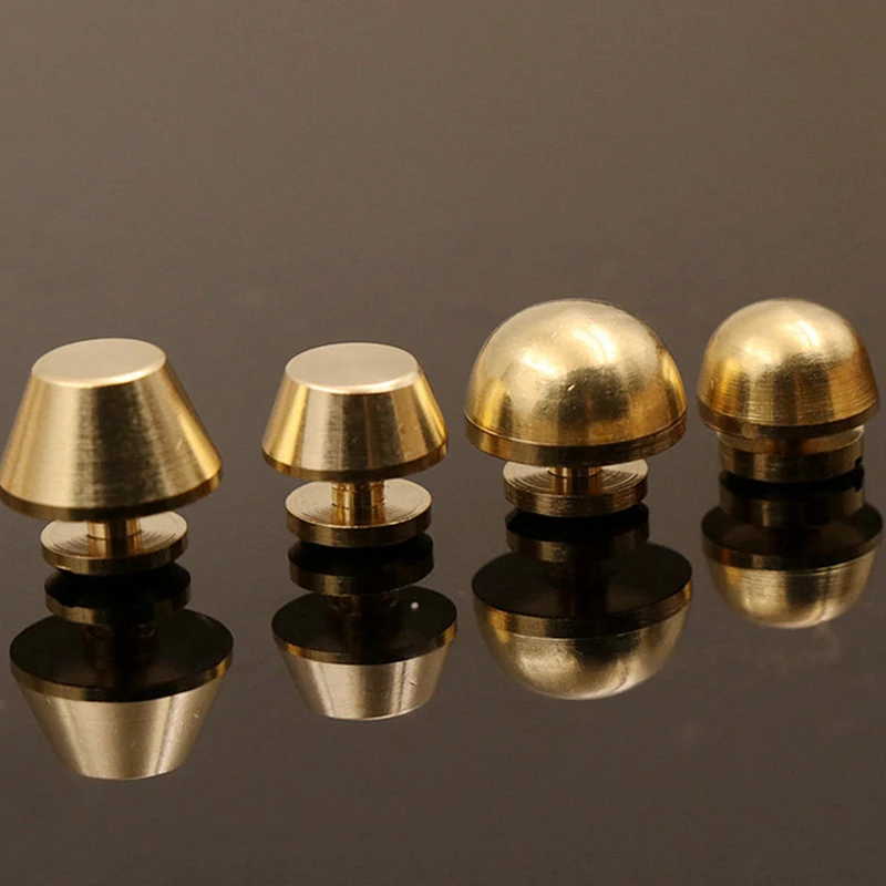 10-12mm Diameter Solid Brass Bag Bottom Studs Foot Nails Shackles Screw Rivet For Belt Hat Shoes Leather Craft DIY Accessories