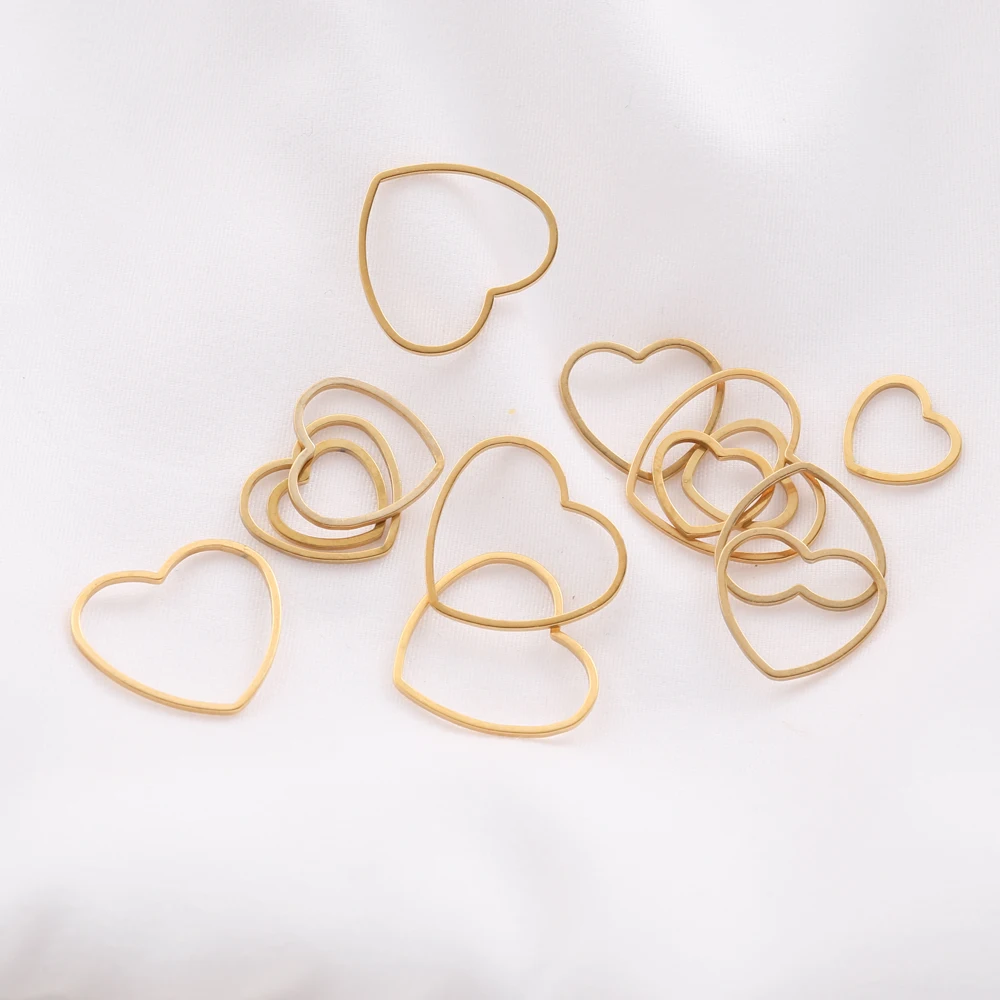 20Pcs Stainless Steel Heart Charms Connector Pendant Bezel Hollow Resin Frame Components Mold For DIY Earrings Jewelry Making