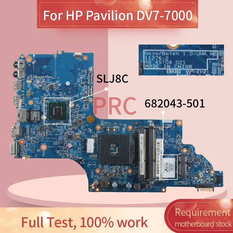 Placa-mãe para computador portátil, placa principal 682043-501 682043-601 para hp pavillon DV7-7000