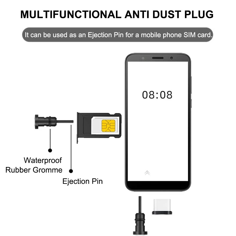 10 مجموعة نوع C ملحقات الهاتف الغبار التوصيل الأدوات ل شاومي هواوي P40 P30 P20 برو P10 سامسونج نوت 9 S10 S9 3.5 مللي متر جاك Usb غطاء