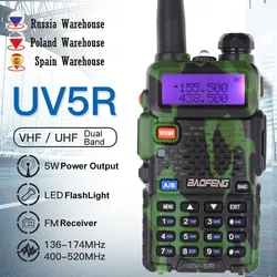 Baofeng UV-5R 5W Walkie Talkie UV Dual Band a lungo raggio portatile Ham CB Radio Ricetrasmettitore FM Radio bidirezionale Magazzino all'estero