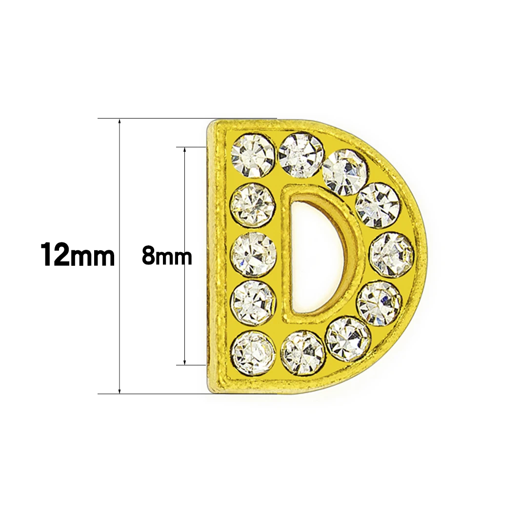 1pc Golden Color Rhinestone Slide Letters Charms Bracelet Making 8mm A-Z DIY Wristband Pet Collar Keychain Women Jewelry Gift