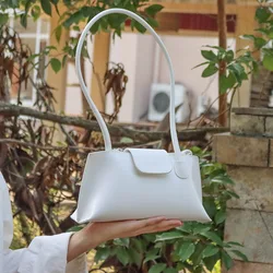 Summer Solid Color Vintage Armpit Bag 2021 New Style Fashion Luxury Women's Small Shoulder Bag Leather White Handbag