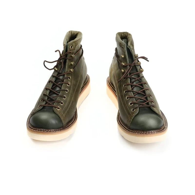 Nieuwe 2021 Top Kwaliteit Fashion Vintage Handgemaakte Mannen Casual Schoenen Herfst Winter Real Leather Ankle Laarzen Ronde Neus Motorlaarzen