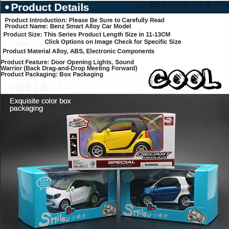 Mini Smart Alloy Car Model Simulation Alloy Sound and Light Pull Back Door Toy Vehicles Diecast Model Cars-Toy For Kids