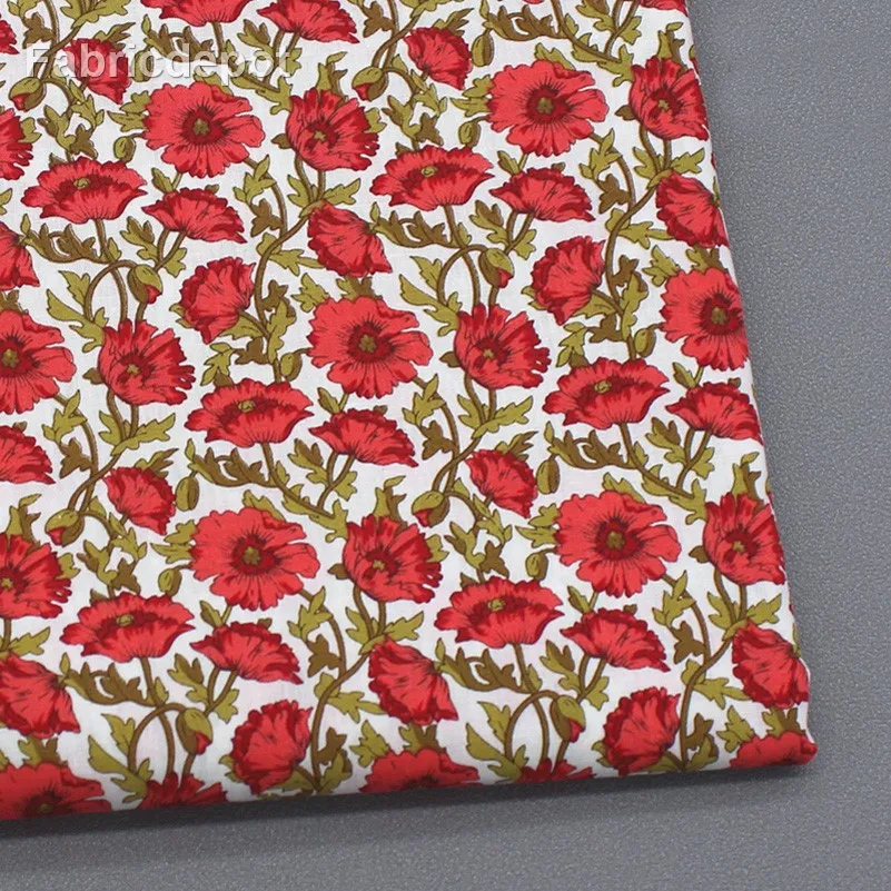 40S Summer Thin Small Fresh Cotton Printed Fabric Sewing Accessories Quilting For Dress Per Meter