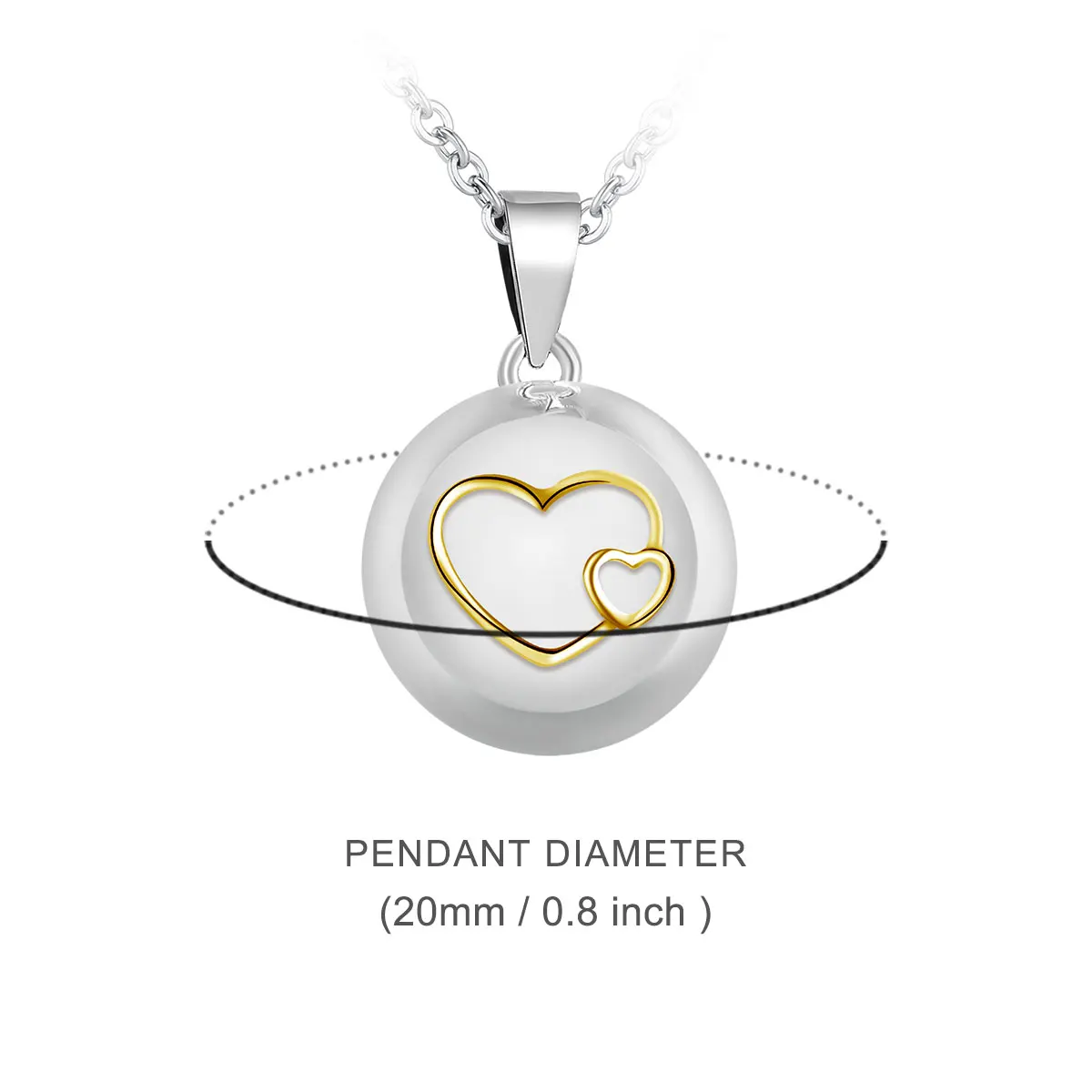 Eudora Maternity Jewelry Mix Styles White Gold Color Heart Chime Bola Pendant Angel Caller Necklace Jewelry For Pregnant Women