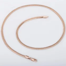 2020 New Mens Womens 585 Rose Gold Color Chain Hammered Close Curb Cuban Chain Necklace Fashion Jewelry Gift GN266A