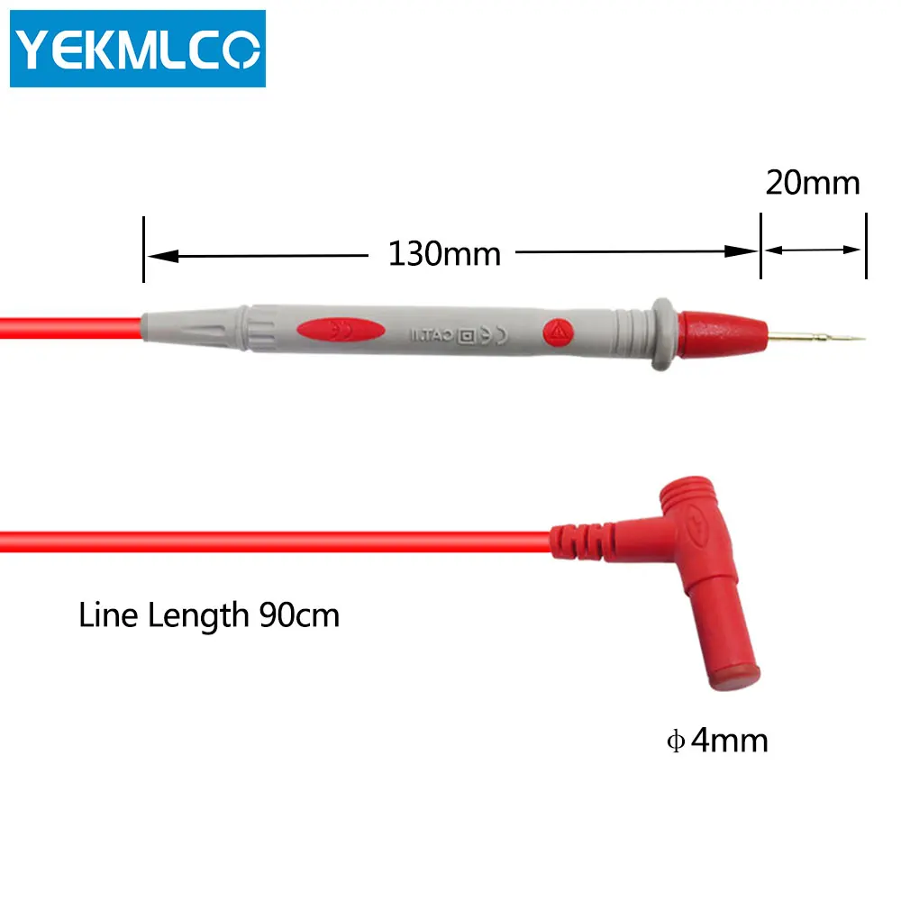 YEKMLCO cavi per Test multimetro 20A 1000V puntali per Test sonda Pin per multimetro digitale punta dell'ago affilata sonda per Test cavi in Silicone