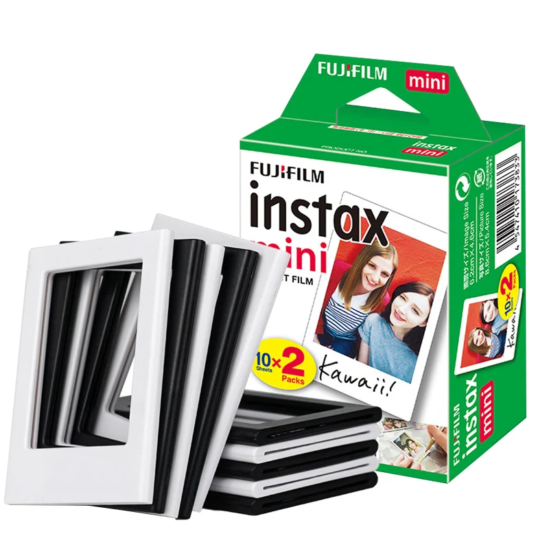 20 Sheets FujiFilm Instax Mini White Film and 10pcs Magnetic Magnet Photo Picture Frames for Instax Mini 11 9 8 70 7s 90 25 SP-2