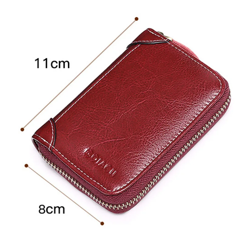 Split Leather Business Card Holder Restore Style Ladies Card Holder Zipper Women's Wallet for Cards Men Credit ID Cardholder