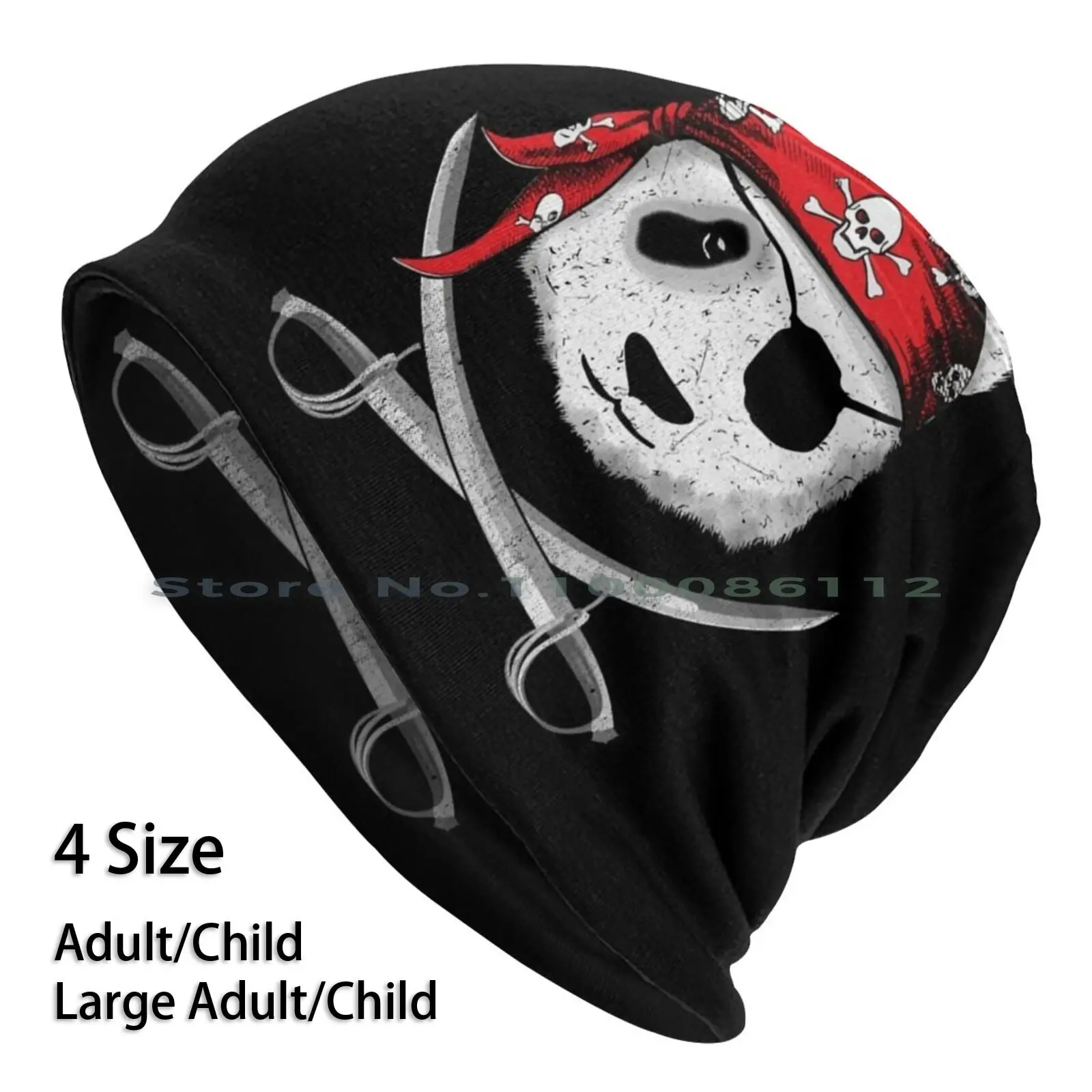 Pirate Panda With Eye Patch Beanies Knit Hat Pandas Pirates Buccaneer Jolly Roger Pirate Ship Saber Eye Patch Bandana Skull