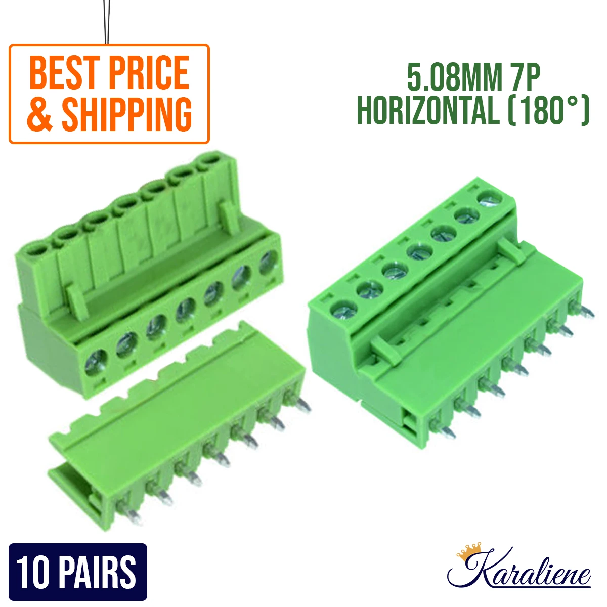 10SETS 2EDG 7 Pin Screw Terminal Block Connector 5.08MM Pitch PLUG + Straight PIN HEADER SOCKET For PCB