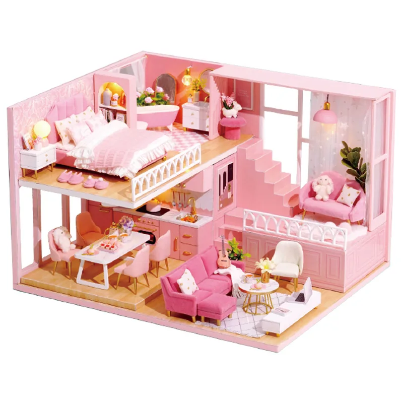 

P243 DIY Doll House Miniature Handmade Small House Model Toy 3D Assembled Loft Valentine's Day Birthday Gift