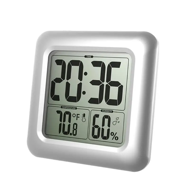 Waterproof Digital Bathroom Shower Wall Clock Thermometer Humidity Time Display
