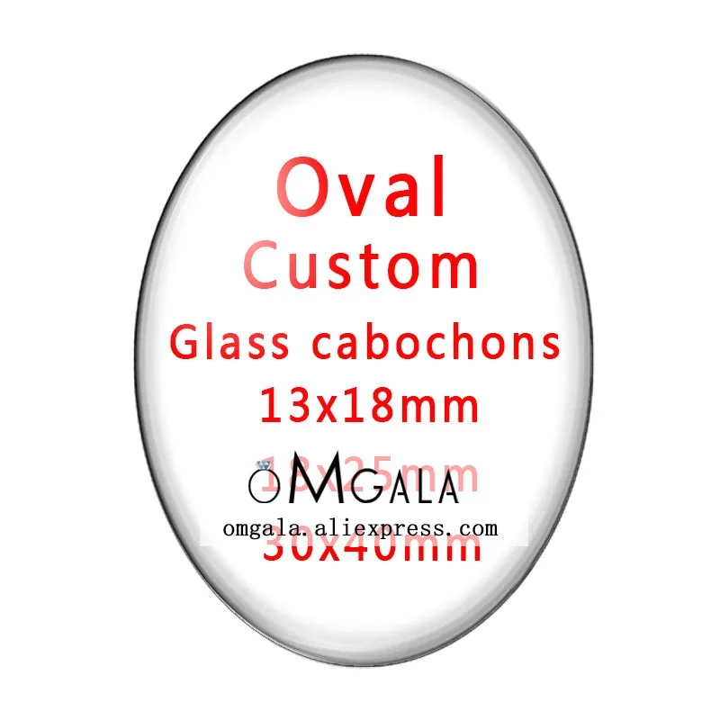 10pcs/lot Custom 13x18mm/18x25mm Oval Glass Cabochon DIY Picture/Photo Glass Demo Flat Back Making Jewelry Findings