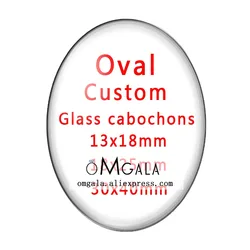 10pcs/lot Custom 13x18mm/18x25mm Oval Glass Cabochon DIY Picture/Photo Glass Demo Flat Back Making Jewelry Findings