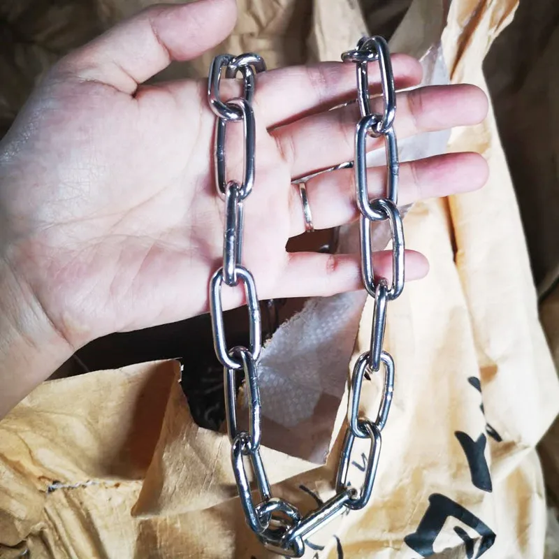 Different size Ordinary 304 Stainless Steel 4mm Diameter  5 Meters Long Link Chain Lifting Chain Industry Welded Binding Chain