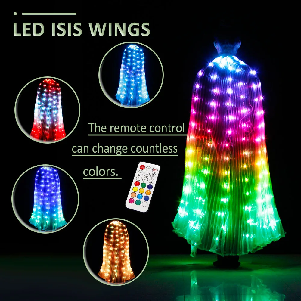 Remote Control Alas LED Dance Wing Isis Circus Led Light Luminous Costumes Belly Dance Wing Glowing Rainbow Color Isis Dancewear