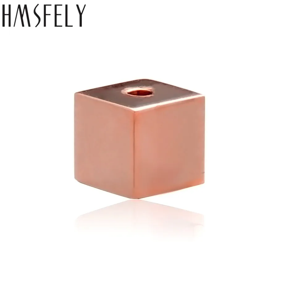 HMSFELY Lỗ 2Mm 316L Thép Không Gỉ Xi Mạ Cube Hạt Phụ Kiện Tự Làm Vòng Tay Làm Cho Những Phát Hiện 6Mm Nhỏ lỗ Đính Hạt