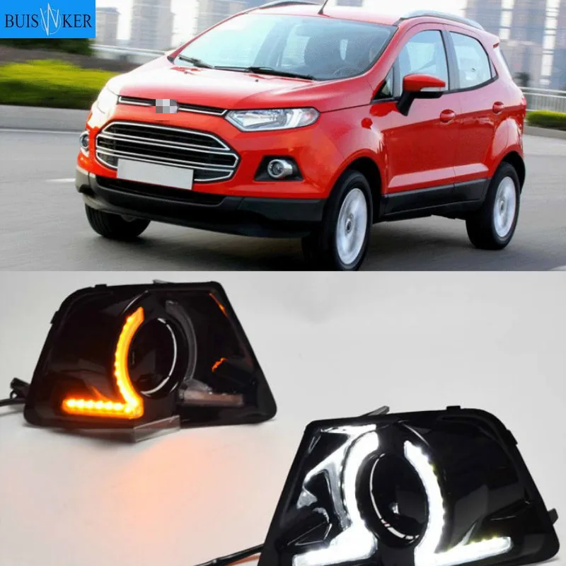 

1 Set 12V ABS Car LED For Ford Ecosport 2013 2014 2015 2016 DRL Daytime Running Lights Daylight With Turn Yellow Signal