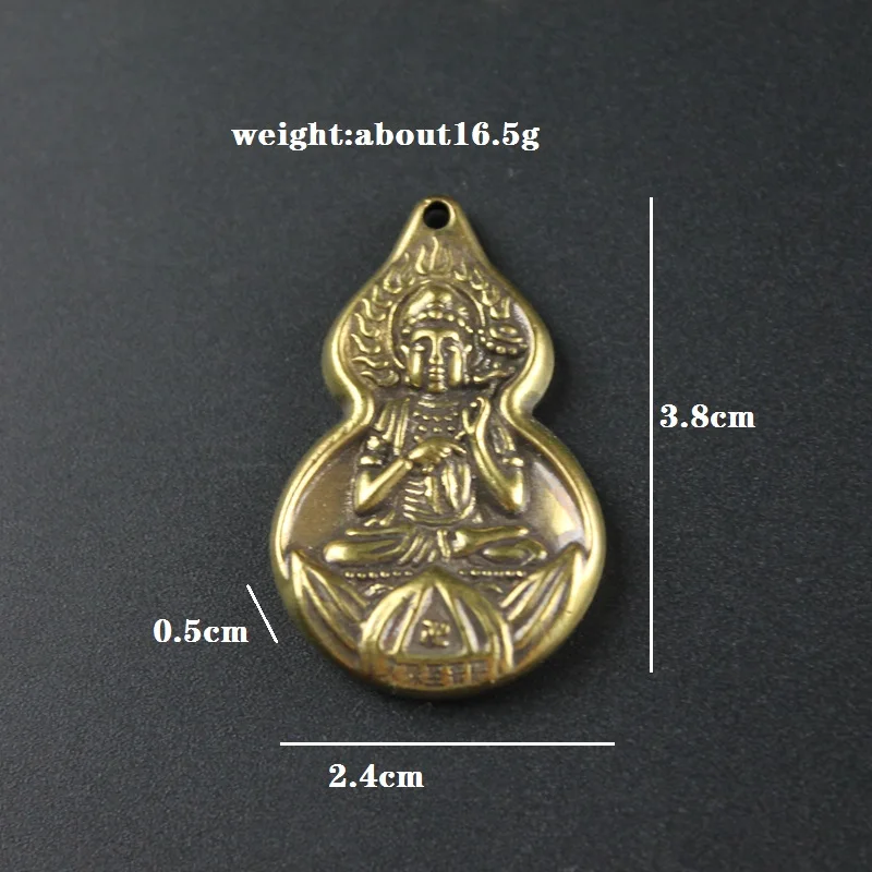 Brass Guan Yin Gourd Heart Sutra Keychains Pendants Handmade Vintage Luckly Pure Copper Keychians Car Hanging Jewelry For Gift