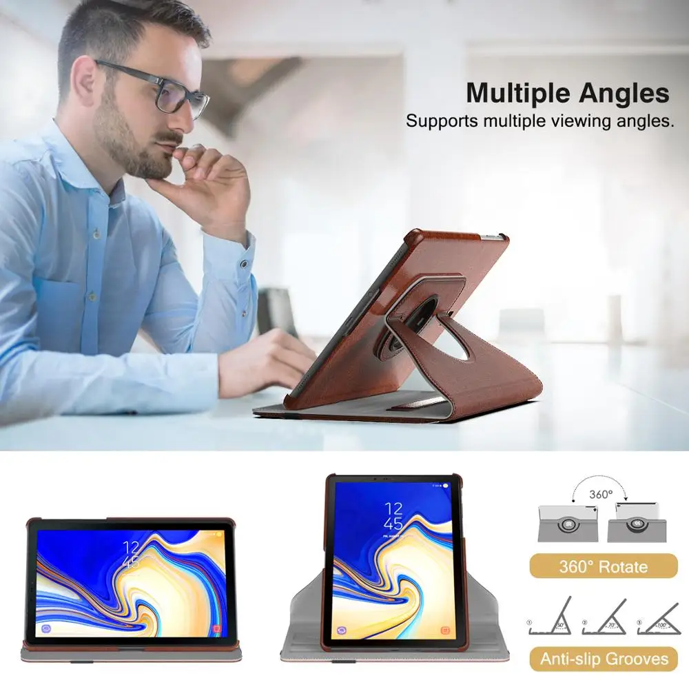 Nice Case for Samsung Galaxy Tab S4 10.5,[5 Angle Viewing] 360 Degree Rotating Stand Ultra Slim PU Leather Cover for Galaxy Tab