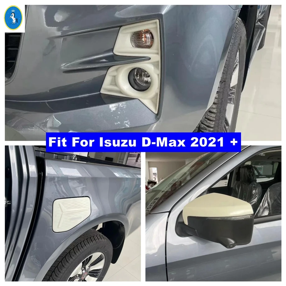 

Chrome / Carbon Fiber Look Front Fog Lights Lamps / Rearview Mirror / Oil Gas Tank Cap Cover Trim Fit For Isuzu D-Max 2021 2022