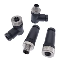 Conector de sensor M12 impermeable macho y hembra tornillo recto y ángulo acoplamiento de enchufe roscado 4 5 8 pines tipo A