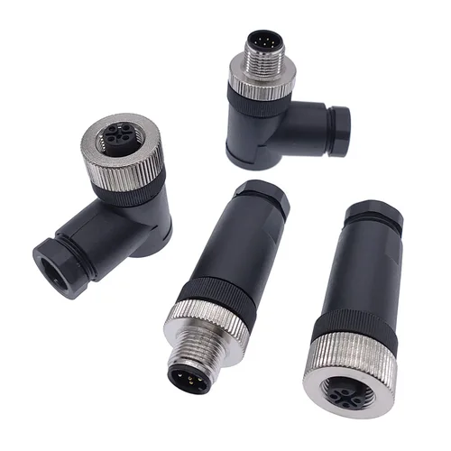 Conector de sensor M12 impermeable macho y hembra tornillo recto y ángulo acoplamiento de enchufe roscado 4 5 8 pines tipo A