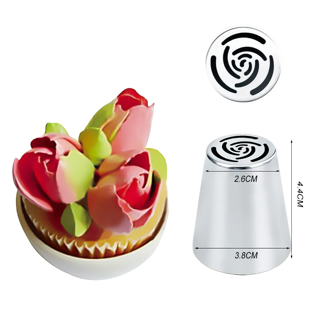 1PC Russian Tulip Icing Piping Nozzles Stainless Steel Flower Cream Pastry Tips Nozzles Cupcake Cake Decorating Tools