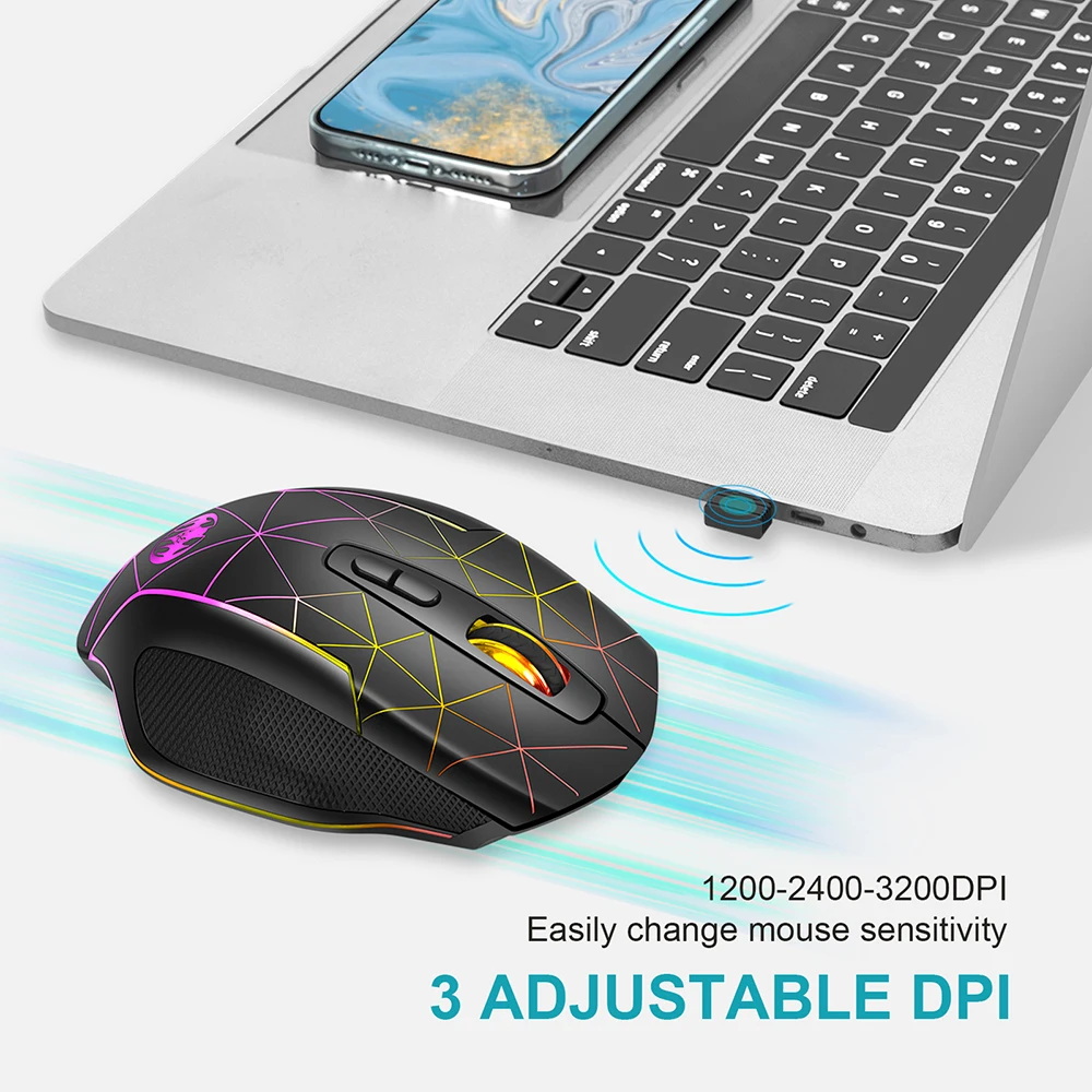 2.4GHz Wireless Mouse Charging Luminous USB Mouse Gamer RGB LED Office Quiet Portable Mouse For Tablet Phone PC Laptop 3200DPI