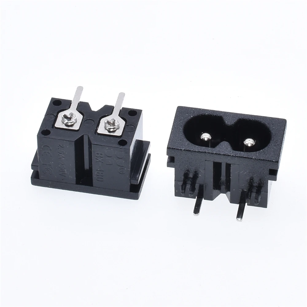 Hot selling electrical socket IEC 320 C8 power connector BX-180-H 2 pin industrial socket Excellent quality black