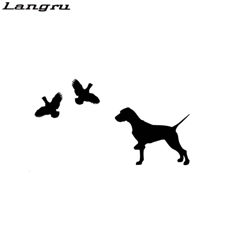 Langru 15.2CM*8.4CM Short Haired Dog Hunting Vinyl Car Sticker Decals Car Accessories Jdm