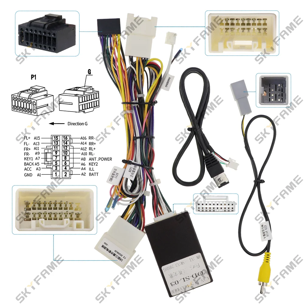 SKYFAME 16Pin سيارة الأسلاك تسخير محول Canbus صندوق فك أندرويد كابل الطاقة لميتسوبيشي الكسوف OD-SL-03 RZ-MB01