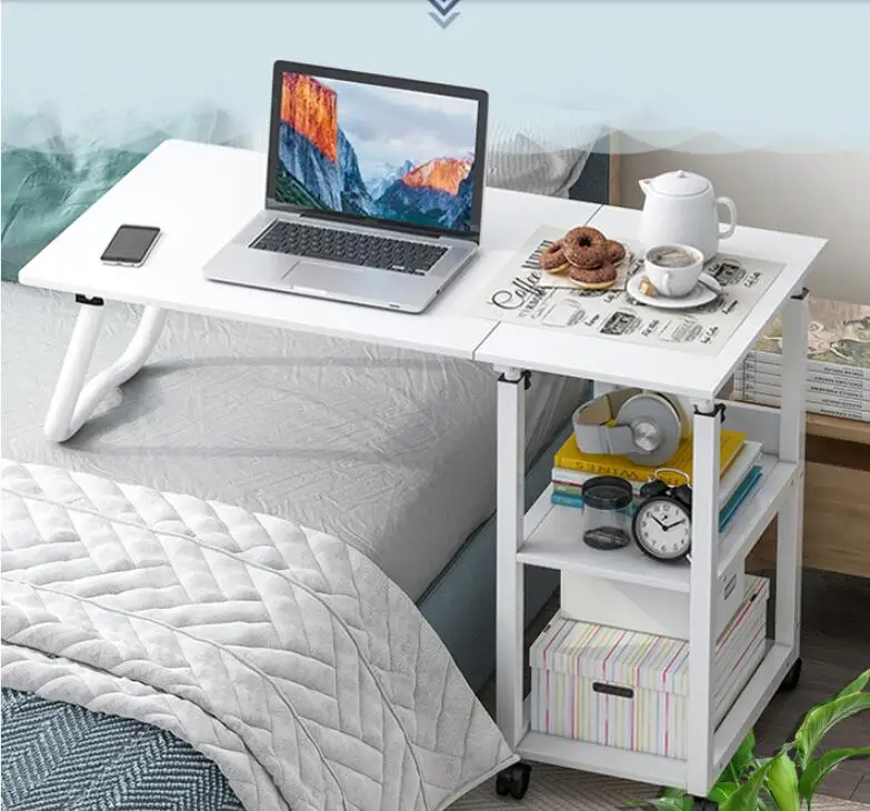 Movable lifting bedside table household computer table student study bed desk bedroom lazy simple small table
