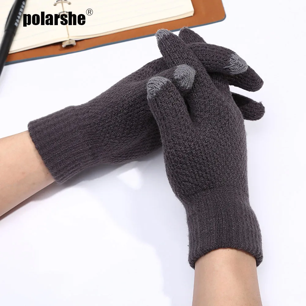 

Winter&Autumn Men Touch Screen Cycling Gloves Cotton Knitted Warm Gloves Velvet Full Finger Cashmere Riding Motor Outdoor Gloves