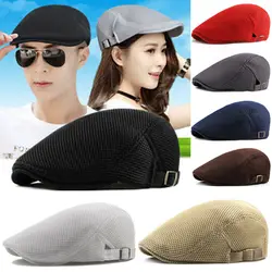 Fashion French Style Men Women Visors Flat Cap Mesh Summer Golf Driving Sun Beret Cabbie hat Breathable Hat