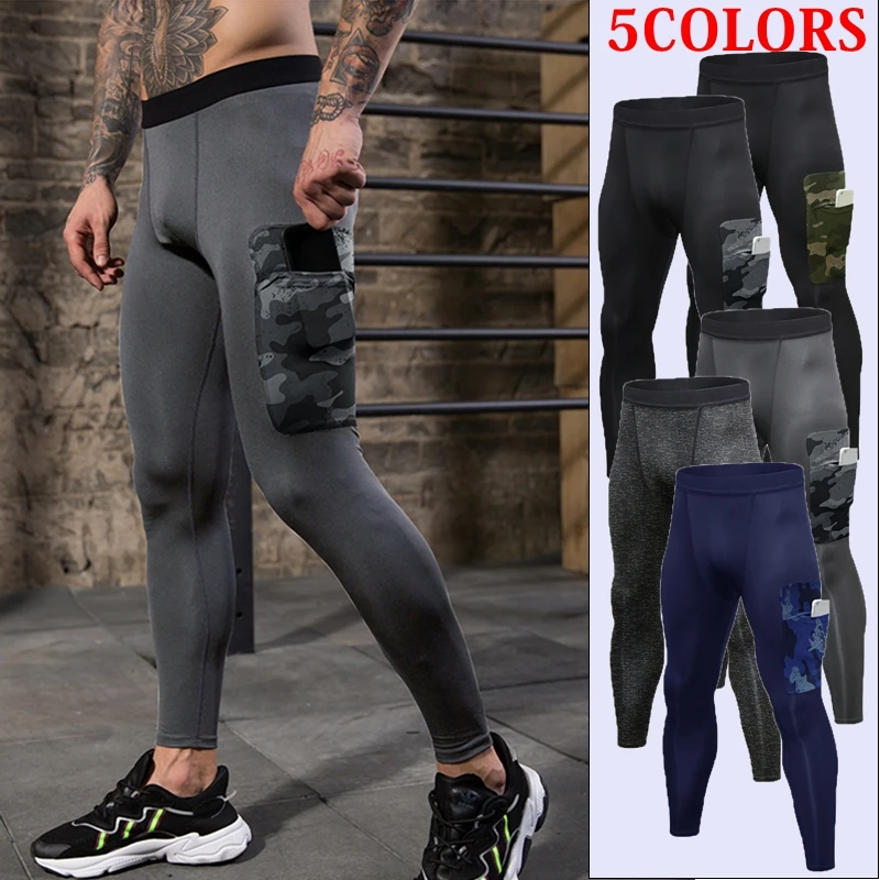 New Design Men's Camouflage Pocket Pants Fitness Pants Tight Sports Pants Plus Size Men Thermal Pants