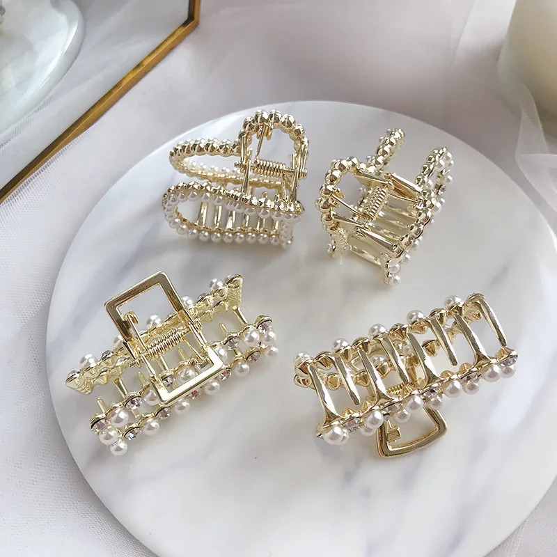 New Luxury Pearl Rhinestone Grab Clip South Korea Bangs Clip Hair Clip Hairpin Diamond Hairpin Hairpin Women Barrette Hair Claw