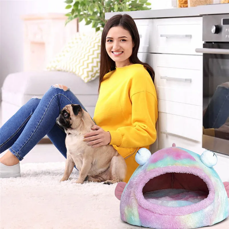 

Cartoon Fish Funny Pet Bed Soft Plush Dog Basket Winter Warm Sleeping Bag Puppy Cushion Mat Cat House Animals Sofa